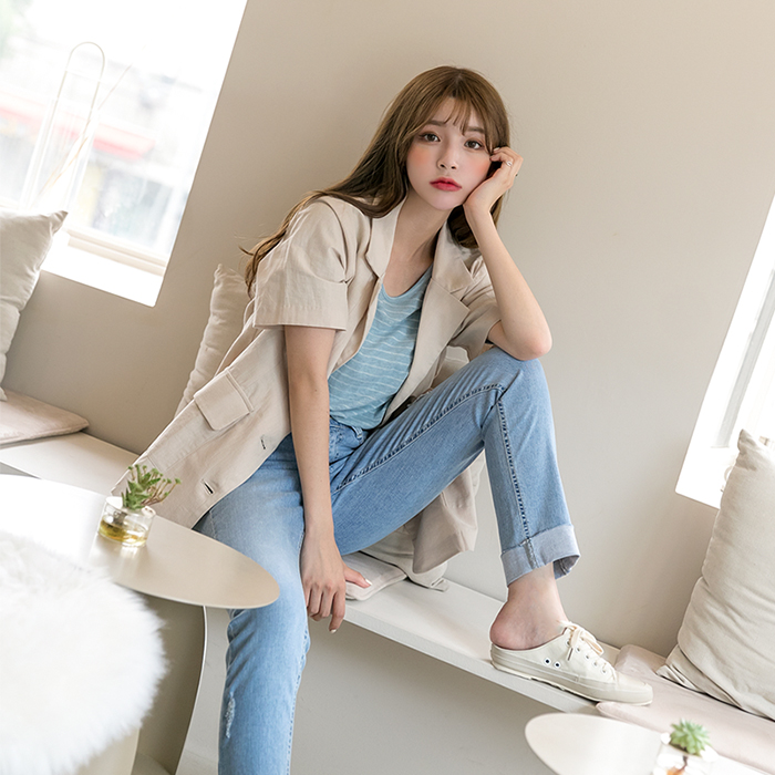 Maternity Linen Short-sleeve Jacket 43401