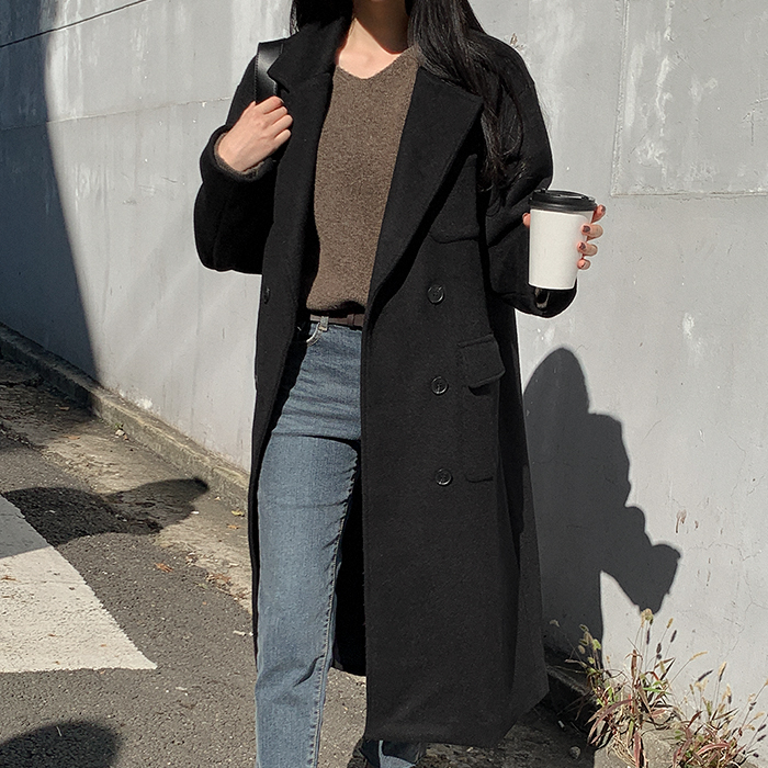 Crunket Out Pocket Long Double Coat 62205