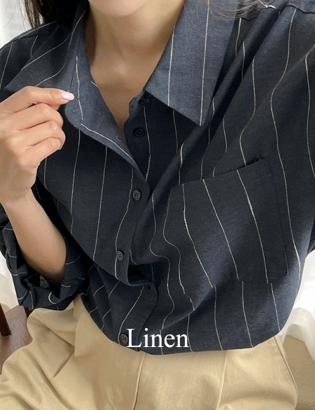 카라지 Stripe loose fit Linen Shirt 69638